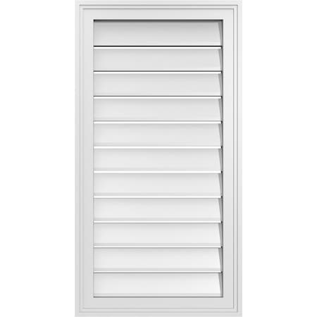 Ekena Millwork Vertical Surface Mount PVC Gable Vent: Functional, w/ 2"W x 1-1/2"P Brickmould Frame, 18"W x 34"H GVPVE18X3402SF